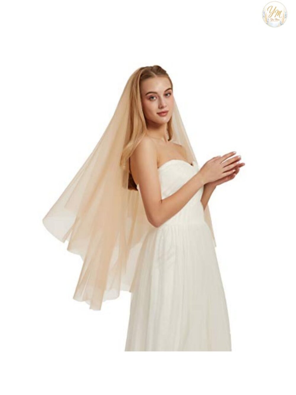 Two Tier Tulle Bridal Veil with Comb Sheer Wedding Veil 40 Inch